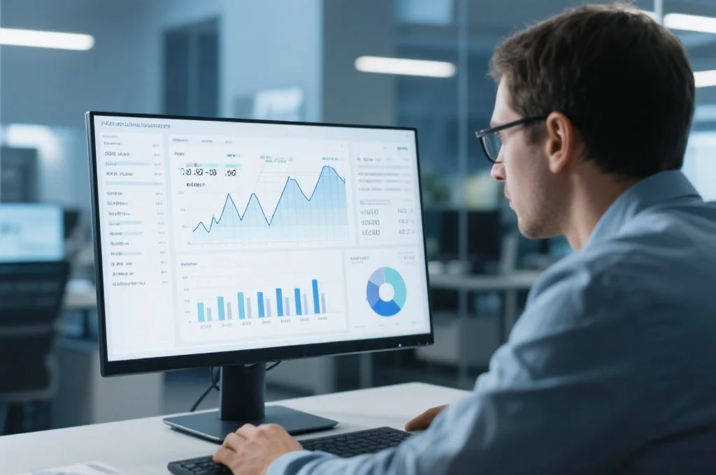 数据分析师专注分析统计图表和数字模式