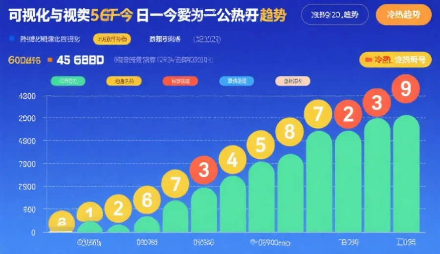 数据可视化图表，展示澳洲幸运5今日开奖号码的分布趋势与冷热号情况，明亮且专业